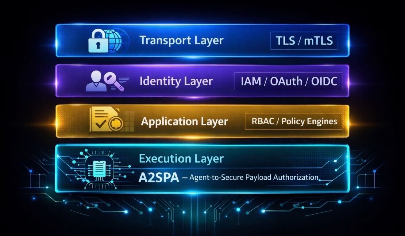 A2SPA AI agent execution security layer stack diagram